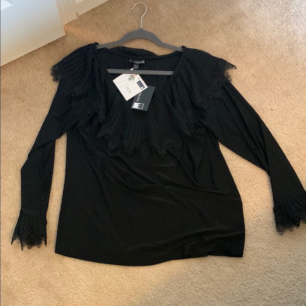 Elegant Black Lace Trim Top